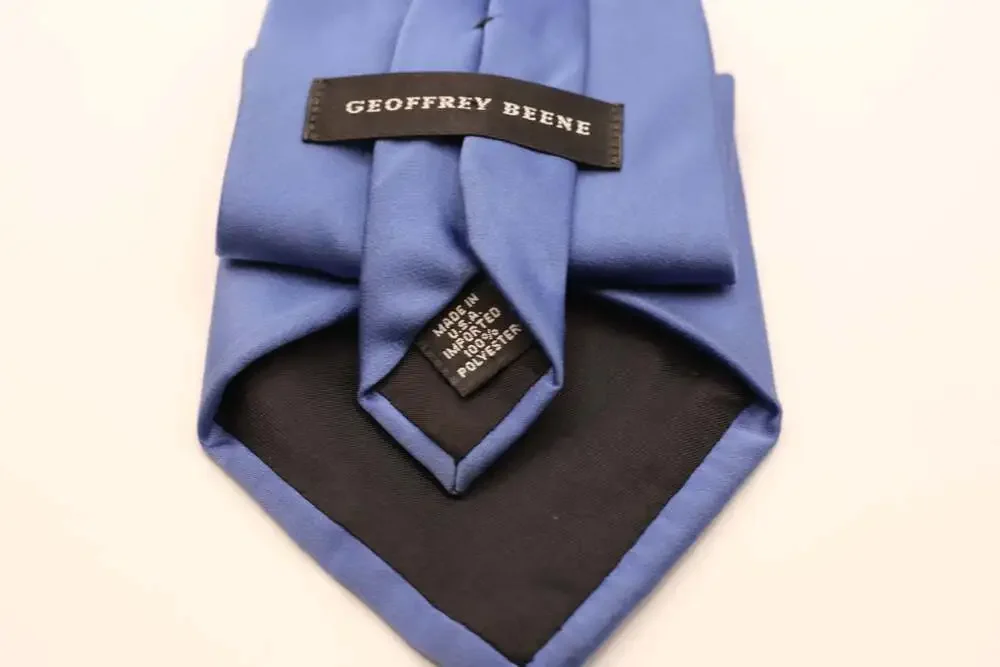 Geoffrey Beene Solid Blue Polyester Necktie